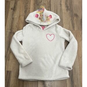 Kids Isaac Mizrahi White Fleece Unicorn Hoodie Size M‎  5/6